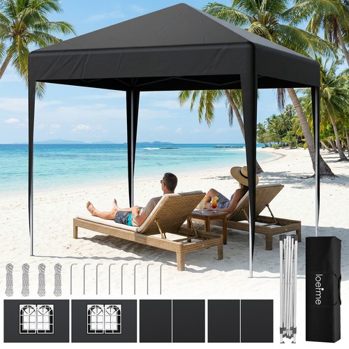 Black 2x2m pop gazebo - 2x2m, up