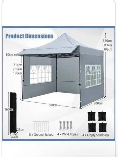 Grey 3x3m pop gazebo - gazebo, canopy